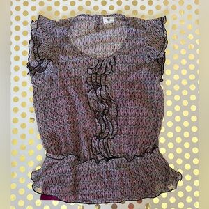 Worthington Brown Ruffled Peplum Blouse